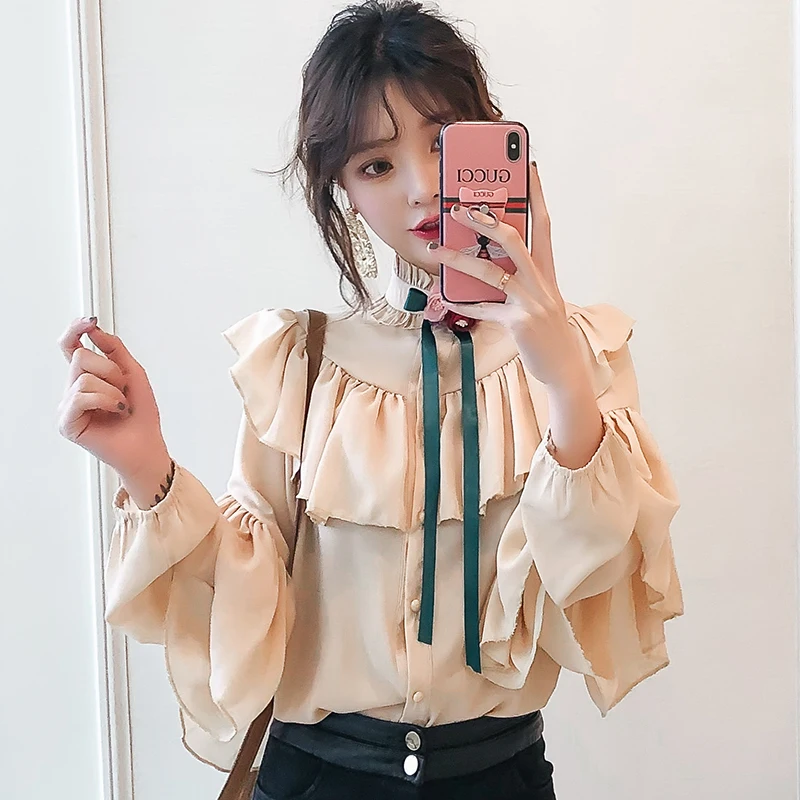 Spring Autumn 2019 Women White Shirt Long Sleeve Shirts Korean Ruffles Women Streetwear Slim Chiffon Blouse Elegant Ladies Tops
Spring Autumn 2019 Women White Shirt Long Sleeve Shirts Korean Ruffles Women Streetwear Slim Chiffon Blouse Elegant Ladies Tops