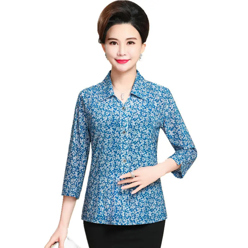 2019 Spring Summer Middle Aged Women Elegant Casual Blouse Floral Print Blouse Casual Button 3/4 Sleeve Shirt Basic Top
2019 Spring Summer Middle Aged Women Elegant Casual Blouse Floral Print Blouse Casual Button 3/4 Sleeve Shirt Basic Top