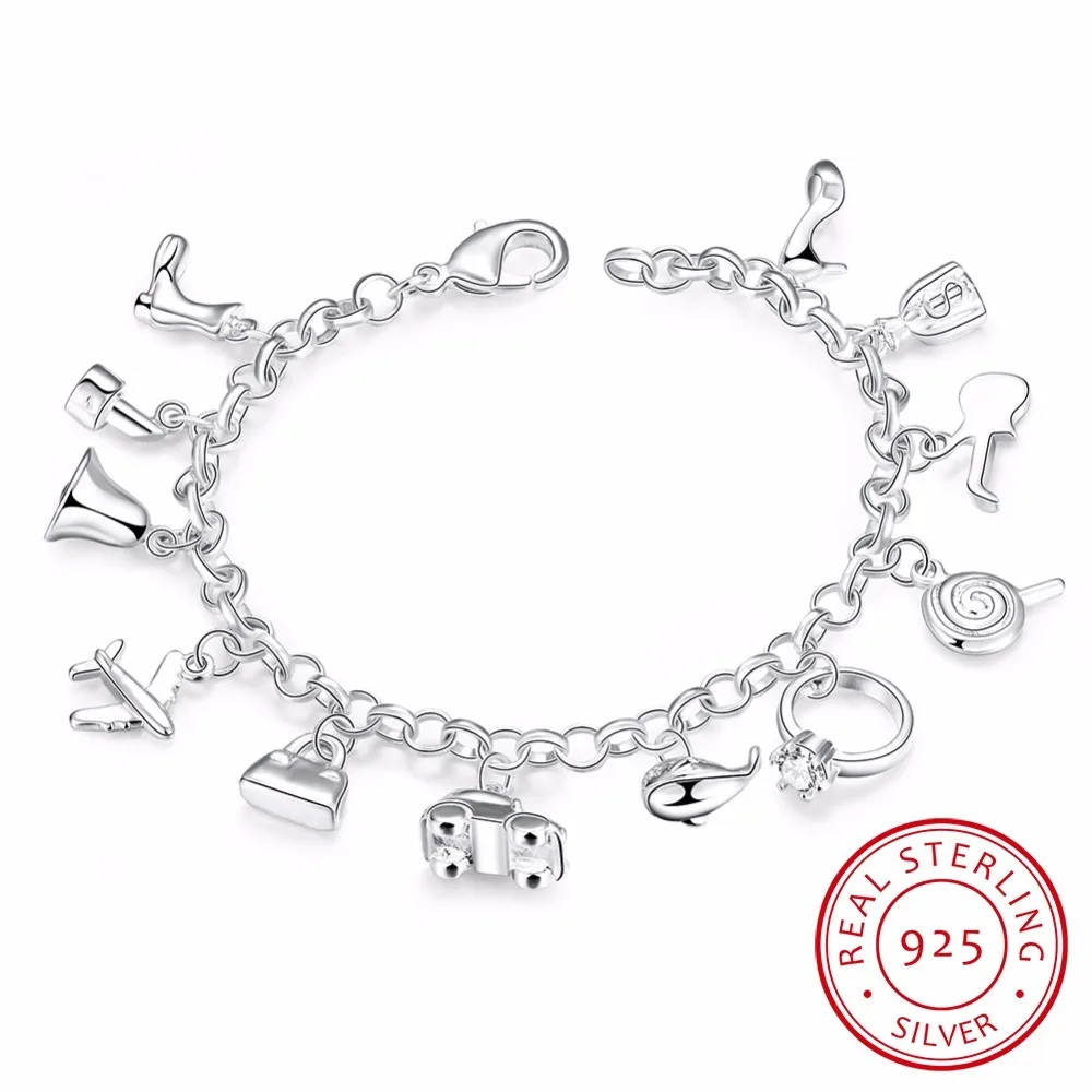 Pretty Bracelets 925 Sterling Silver Aaa Zircon Crystal Bracelets 12 Pendants Charms Bangles For Woman New Fine Jewelry
Pretty Bracelets 925 Sterling Silver Aaa Zircon Crystal Bracelets 12 Pendants Charms Bangles For Woman New Fine Jewelry