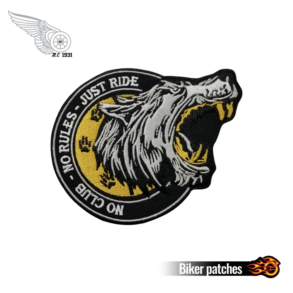 No Club No Rules just Ride Wolf Patches Vest Embroidered Iron On Front Biker Mini Patch Customized Free Shipping DIY mini Logo
No Club No Rules just Ride Wolf Patches Vest Embroidered Iron On Front Biker Mini Patch Customized Free Shipping DIY mini Logo