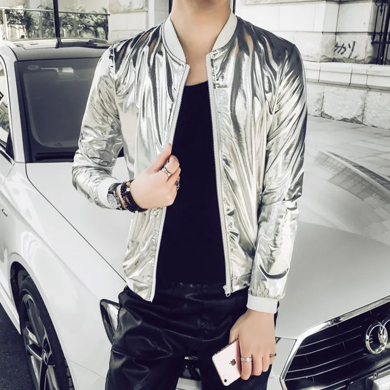 Silver Bright Bomber Jacket Men Thin Reflective Jacket Coats Male Streetwear Stretch Slim Fit Hip Hop Nightclub Stage Jacket Man
Silver Bright Bomber Jacket Men Thin Reflective Jacket Coats Male Streetwear Stretch Slim Fit Hip Hop Nightclub Stage Jacket Man