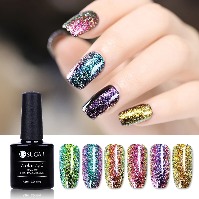 UR SUGAR UV Chameleon Holographic Gel Polish Starry Sparkle Glitter Lacquer For Nail Art 7.5ml Soak Off Gel Varnish Black Base
UR SUGAR UV Chameleon Holographic Gel Polish Starry Sparkle Glitter Lacquer For Nail Art 7.5ml Soak Off Gel Varnish Black Base