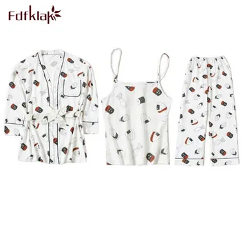 Fdfklak High quality cotton sleepwear pijama set print long sleeve pyjamas women winter nightwear suit 3 pcs pajamas sets
Fdfklak High quality cotton sleepwear pijama set print long sleeve pyjamas women winter nightwear suit 3 pcs pajamas sets