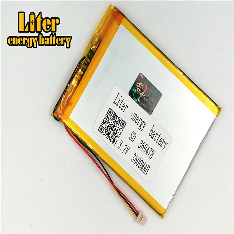 1.0MM 3pin connector 369478 Rechargeable tablet pc 7 inch LiPo 3.7v 3600mAh lithium ion polymer battery
1.0MM 3pin connector 369478 Rechargeable tablet pc 7 inch LiPo 3.7v 3600mAh lithium ion polymer battery