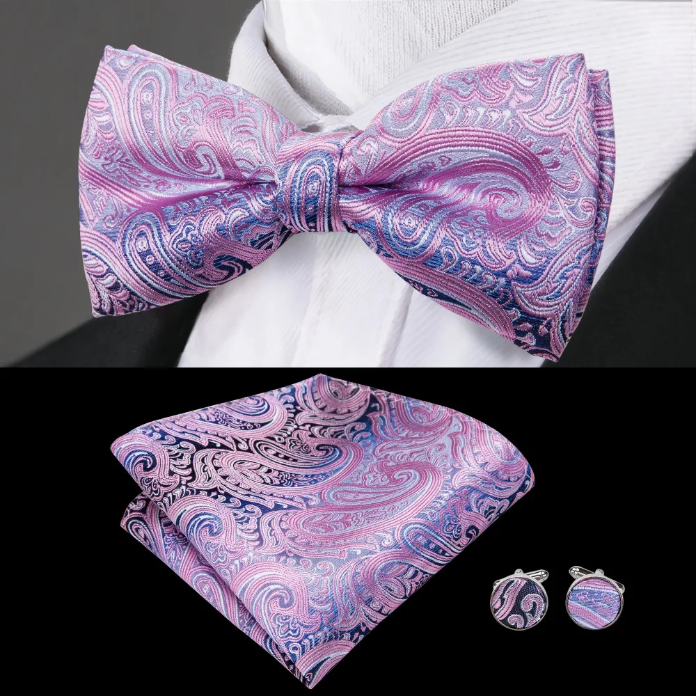 Barry.Wang Men's Bowtie Colorful Pink Blue Paisley Hanky Brand Fashion Bowtie Handkerchief Cufflinks Sets 2018 New Arrival
Barry.Wang Men's Bowtie Colorful Pink Blue Paisley Hanky Brand Fashion Bowtie Handkerchief Cufflinks Sets 2018 New Arrival