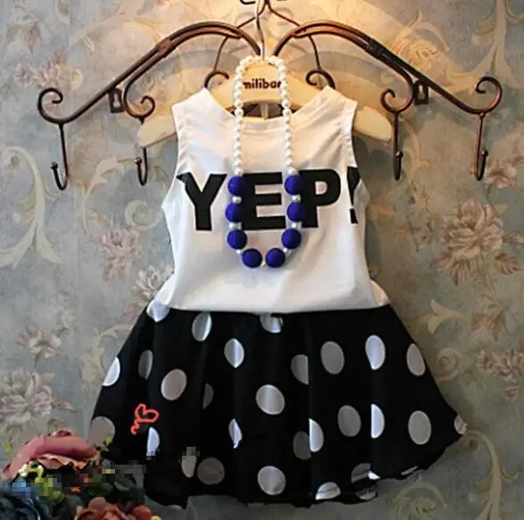 MERI AMMI Children Girl Clothing Outfit Set Sleeveless Vest Tee +Polka Dot Skirts For 3-11 Year Girl,J521
MERI AMMI Children Girl Clothing Outfit Set Sleeveless Vest Tee +Polka Dot Skirts For 3-11 Year Girl,J521