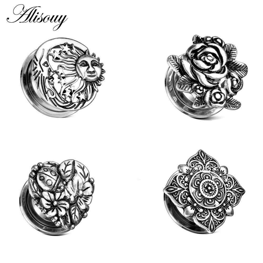 Pair Retro Flower Sun Moon Leaf Stainless Steel piercing Ear expander ear Plug stretcher gauges flesh tunnels Plugs body jewelry
Pair Retro Flower Sun Moon Leaf Stainless Steel piercing Ear expander ear Plug stretcher gauges flesh tunnels Plugs body jewelry