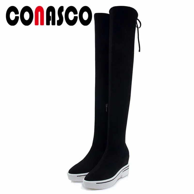 CONASCO Ladies Tight High Boots Wedges Heels Long Autumn Winter Shoes Woman Slim Over The Knee High Boots Ladies Casual Shoes
CONASCO Ladies Tight High Boots Wedges Heels Long Autumn Winter Shoes Woman Slim Over The Knee High Boots Ladies Casual Shoes