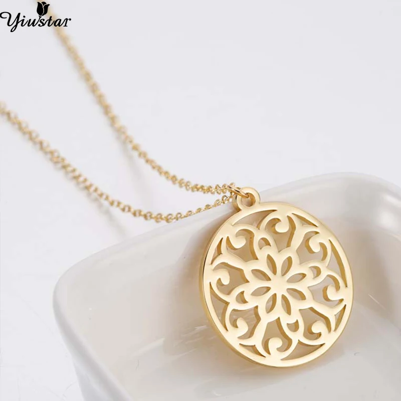 Yiustar Women Girls Fashion Mandala Pendants Necklaces Femme Stainless Steel Round necklaces & pendants Rose Necklace Jewellry
Yiustar Women Girls Fashion Mandala Pendants Necklaces Femme Stainless Steel Round necklaces & pendants Rose Necklace Jewellry