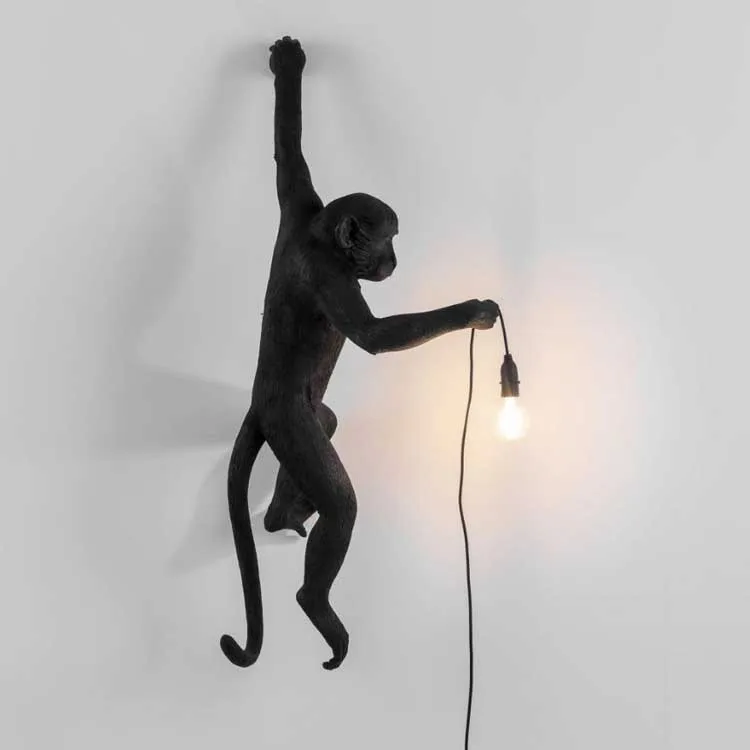 Смоляный черно белый подвесной светильник с обезьяной для гостиной лампы