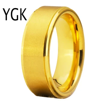 YGK Brand Jewlry 8MM Width Golden Color Tungsten Carbide Ring with Step and Brushed Surface For Him /Her Wedding Ring
YGK Brand Jewlry 8MM Width Golden Color Tungsten Carbide Ring with Step and Brushed Surface For Him /Her Wedding Ring