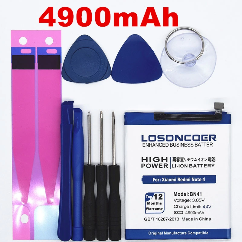 100% Original LOSONCOER 4900mAh BN41 BN41L BN41H Battery for Xiaomi Hongmi Note4 Redmi Note 4 Battery Note 4X Pro Helio X20
100% Original LOSONCOER 4900mAh BN41 BN41L BN41H Battery for Xiaomi Hongmi Note4 Redmi Note 4 Battery Note 4X Pro Helio X20