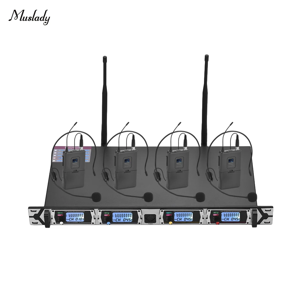 Muslady D4-2 Professional 4-Channel UHF Wireless Microphone System Includes 4 Headset Microphones with Bodypack Transmitters
Muslady D4-2 Professional 4-Channel UHF Wireless Microphone System Includes 4 Headset Microphones with Bodypack Transmitters