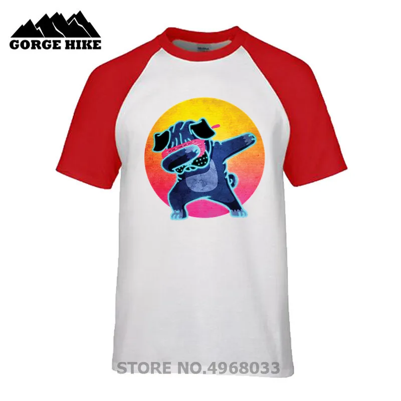 Популярная забавная неоновая Ретро футболка с рисунком мопса летние
