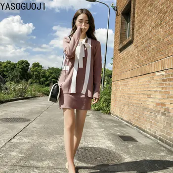 YASUGUOJI 2018 New Autumn Fashion Knitted Above Knee Dress with Slim Cardigan 2 Piece Sets Women Bow Two Piece Set Women LTZ2
YASUGUOJI 2018 New Autumn Fashion Knitted Above Knee Dress with Slim Cardigan 2 Piece Sets Women Bow Two Piece Set Women LTZ2