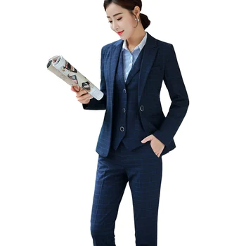 Blue Grid Suits Blazer Vast Pant 3pcs Sets Autumn New Women Business Work Office Lady Interview Formal OL Wearing
Blue Grid Suits Blazer Vast Pant 3pcs Sets Autumn New Women Business Work Office Lady Interview Formal OL Wearing