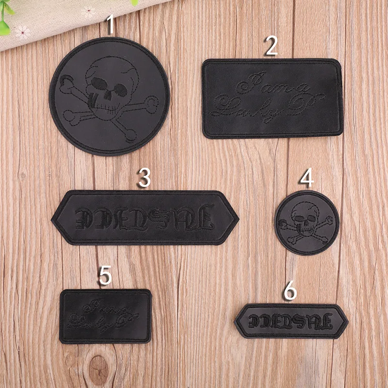 Black PU Leather Iron on Patch Skull Embroidery Patches for Clothing Clothes Jacket Appliques Punk Biker Badge Stripe Sticker
Black PU Leather Iron on Patch Skull Embroidery Patches for Clothing Clothes Jacket Appliques Punk Biker Badge Stripe Sticker