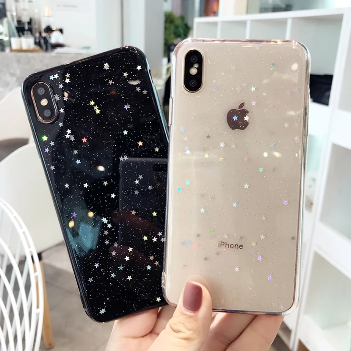 Прозрачный блестящий чехол со звездой для iphone 11Pro XS MAX X 7 8 plus Симпатичные из