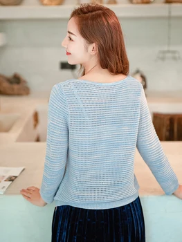 2020 sweaters women's wear, new style, hollow jacket, thin, sweet fresh, long sleeved sweater.
2020 sweaters women's wear, new style, hollow jacket, thin, sweet fresh, long sleeved sweater.