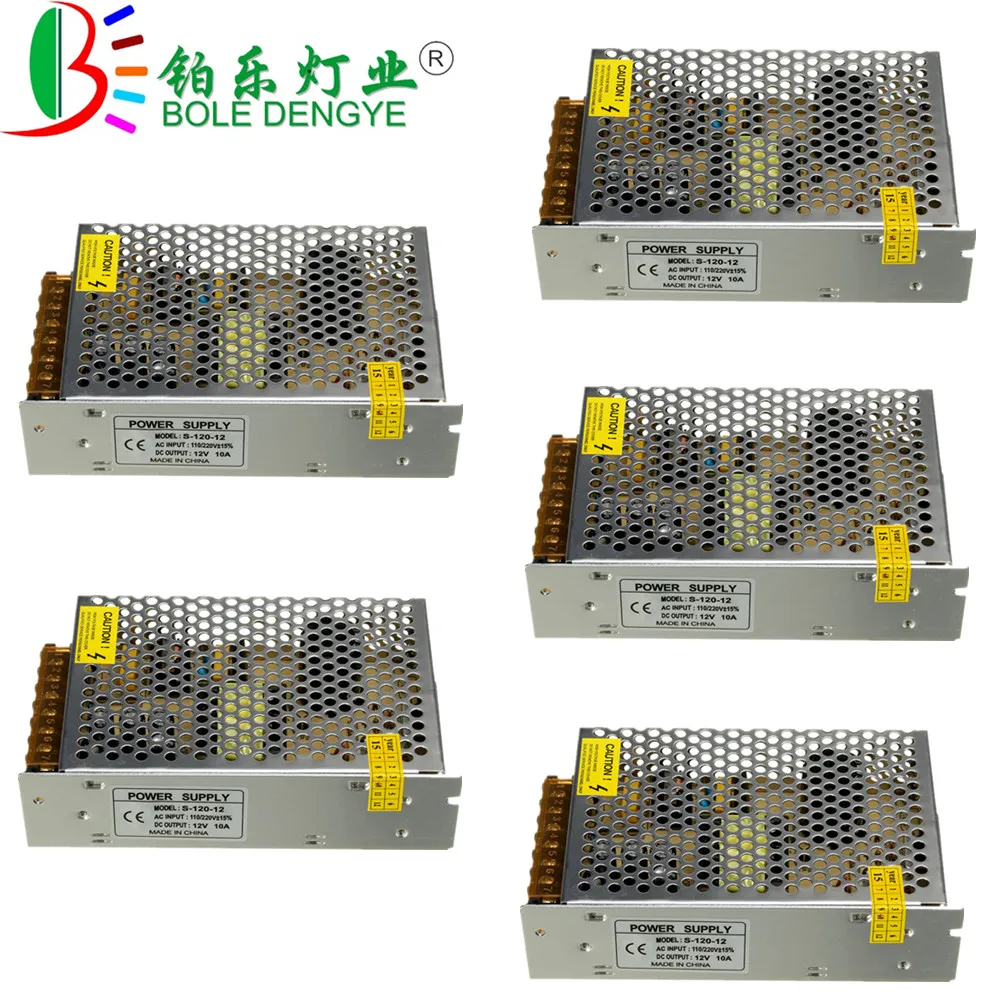 BOLEDEGNYE 5pcs 12V 10A LED Transformer AC 110V 220V to DC 12V Switching Power Supply 120W LED Adapter For LED Strip CCTV Camera
BOLEDEGNYE 5pcs 12V 10A LED Transformer AC 110V 220V to DC 12V Switching Power Supply 120W LED Adapter For LED Strip CCTV Camera