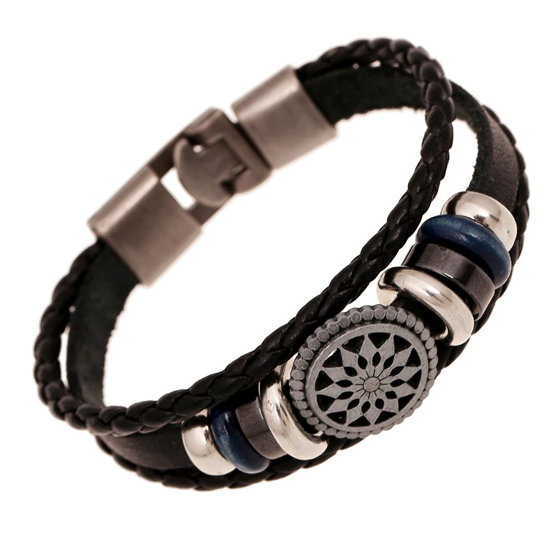 Fashion Retro Handmade Multilayer Leather PU Cowhide Bracelet Beaded Woven Rope Badge Bracelets & Bangles for Men Charm
Fashion Retro Handmade Multilayer Leather PU Cowhide Bracelet Beaded Woven Rope Badge Bracelets & Bangles for Men Charm