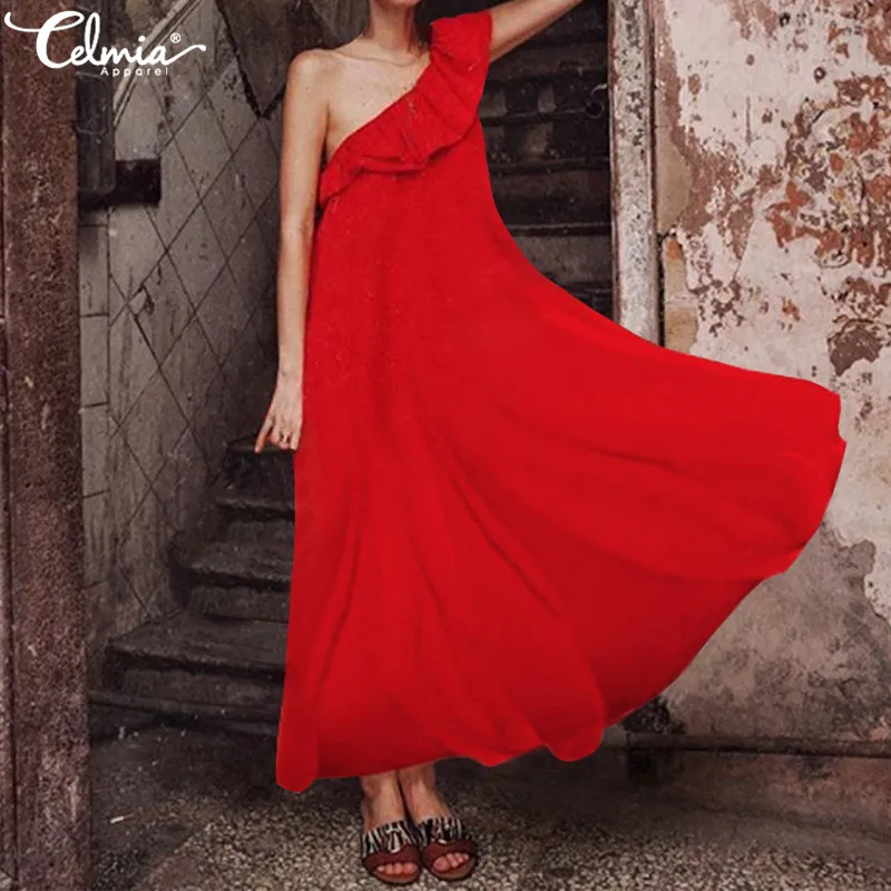 Women Maxi Long Dress Celmia 2019 Summer Bohemian Dresses Sexy Off Shoulder Casual Solid Ruffles Swing Party Vestidos Plus Size
Women Maxi Long Dress Celmia 2019 Summer Bohemian Dresses Sexy Off Shoulder Casual Solid Ruffles Swing Party Vestidos Plus Size
