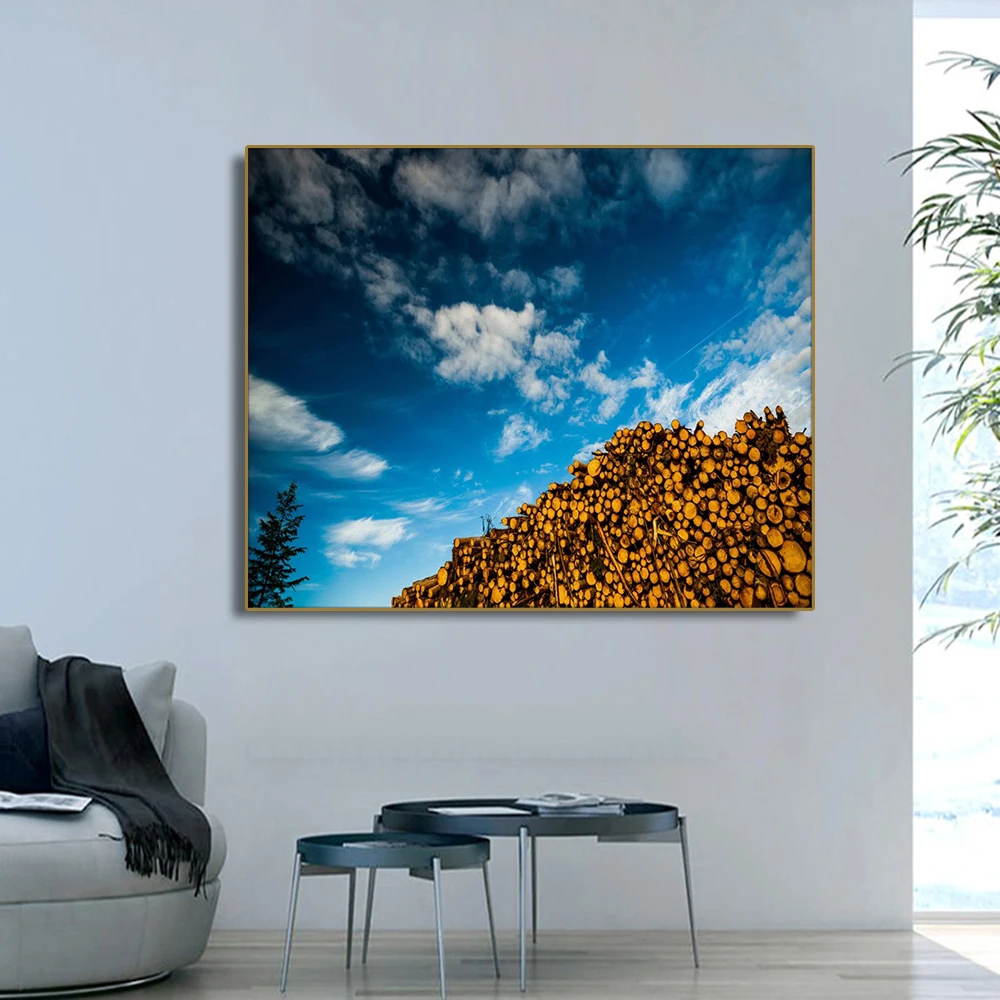 Stacked Wood and Clear Sky Wall Pictures Canvas Poster Print Canvas Painting Calligraphy Decorative for Living Room Home Decor
Stacked Wood and Clear Sky Wall Pictures Canvas Poster Print Canvas Painting Calligraphy Decorative for Living Room Home Decor
