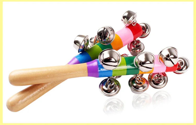 Hot Sale 1 Pcs 18cm Wooden Stick two style Jingle Bells Rainbow Hand Shake Sound Bell Rattles Baby Kid Children Educational Toy
Hot Sale 1 Pcs 18cm Wooden Stick two style Jingle Bells Rainbow Hand Shake Sound Bell Rattles Baby Kid Children Educational Toy