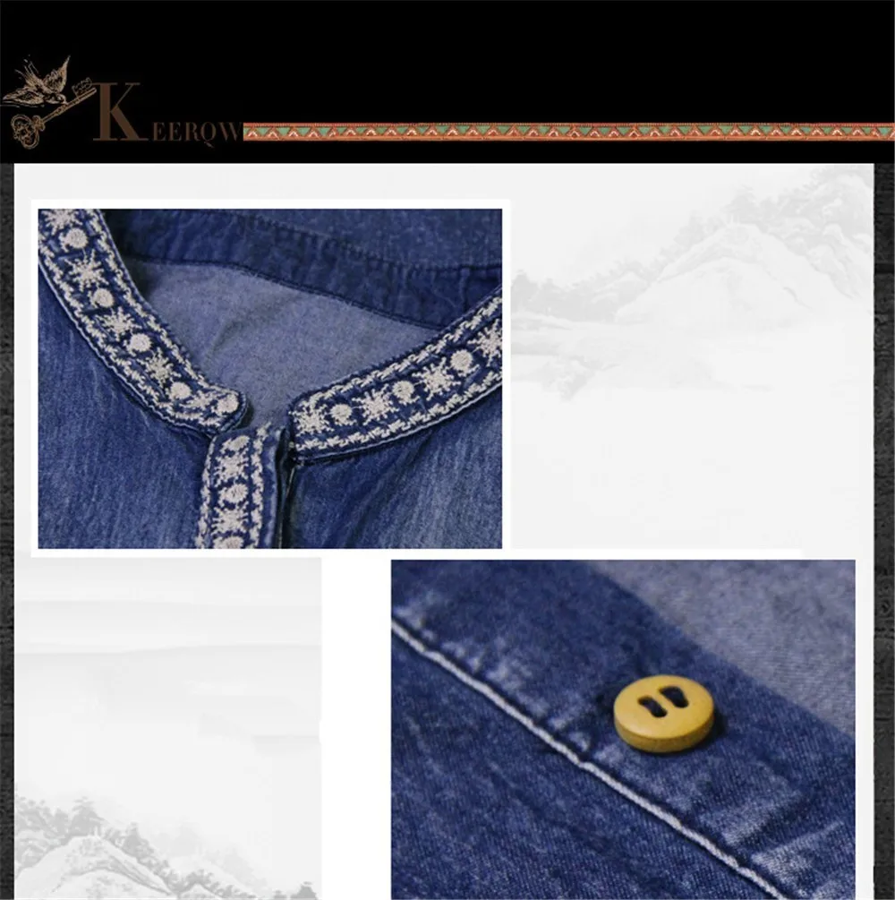 Vintage Loose Cow-Girl Blouse Boho Denim Women Blouses Long Sleeve O-Neck Blouse Women Embroidery Shirt Loose Blusas Feminina (13)