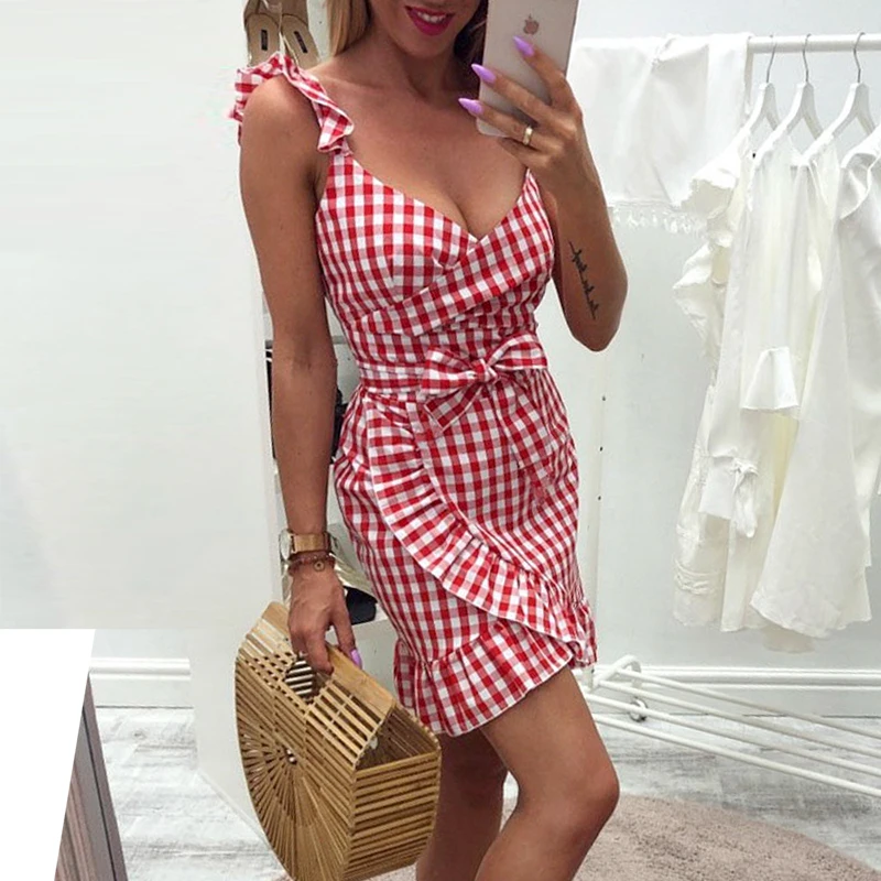 Melegant Street Wear Plaid Mini Dress Women 2019 Summer High Waist Ruffle Casual Short Dress Strap Holiday Party Dresses Vestido
Melegant Street Wear Plaid Mini Dress Women 2019 Summer High Waist Ruffle Casual Short Dress Strap Holiday Party Dresses Vestido