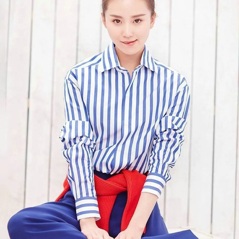 WQJGR Autumn Blue And White Stripe Shirt Woman Long Sleeve New Korean Blouse Women
WQJGR Autumn Blue And White Stripe Shirt Woman Long Sleeve New Korean Blouse Women
