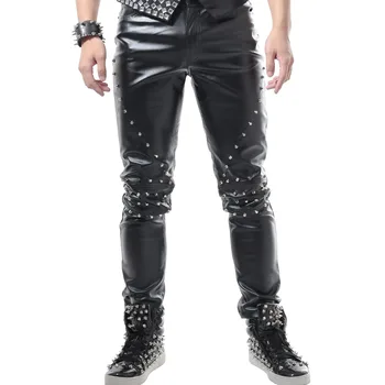 Casual leather pants Slim micro-pants men's leather pants punk wind rivets tide pants stage DS singer costumes clothes
Casual leather pants Slim micro-pants men's leather pants punk wind rivets tide pants stage DS singer costumes clothes