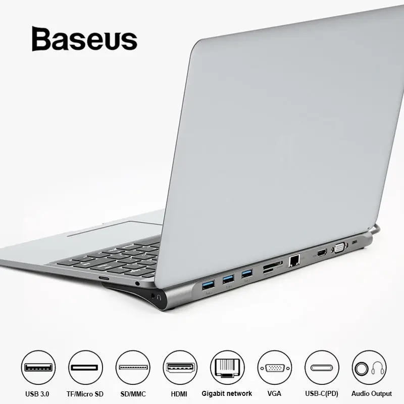 Baseus 10 in 1 USB 3.0 USB C HUB to HDMI 4K for Macbook Pro 3 Ports USB C HUB with Hub 3.0 PD TF SD Reader for Type C Notebook
Baseus 10 in 1 USB 3.0 USB C HUB to HDMI 4K for Macbook Pro 3 Ports USB C HUB with Hub 3.0 PD TF SD Reader for Type C Notebook