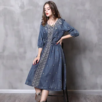 Fashion luxury brand women's clothing spring and summer autumn denim large size big swing embroidery sleeve dress women
Fashion luxury brand women's clothing spring and summer autumn denim large size big swing embroidery sleeve dress women