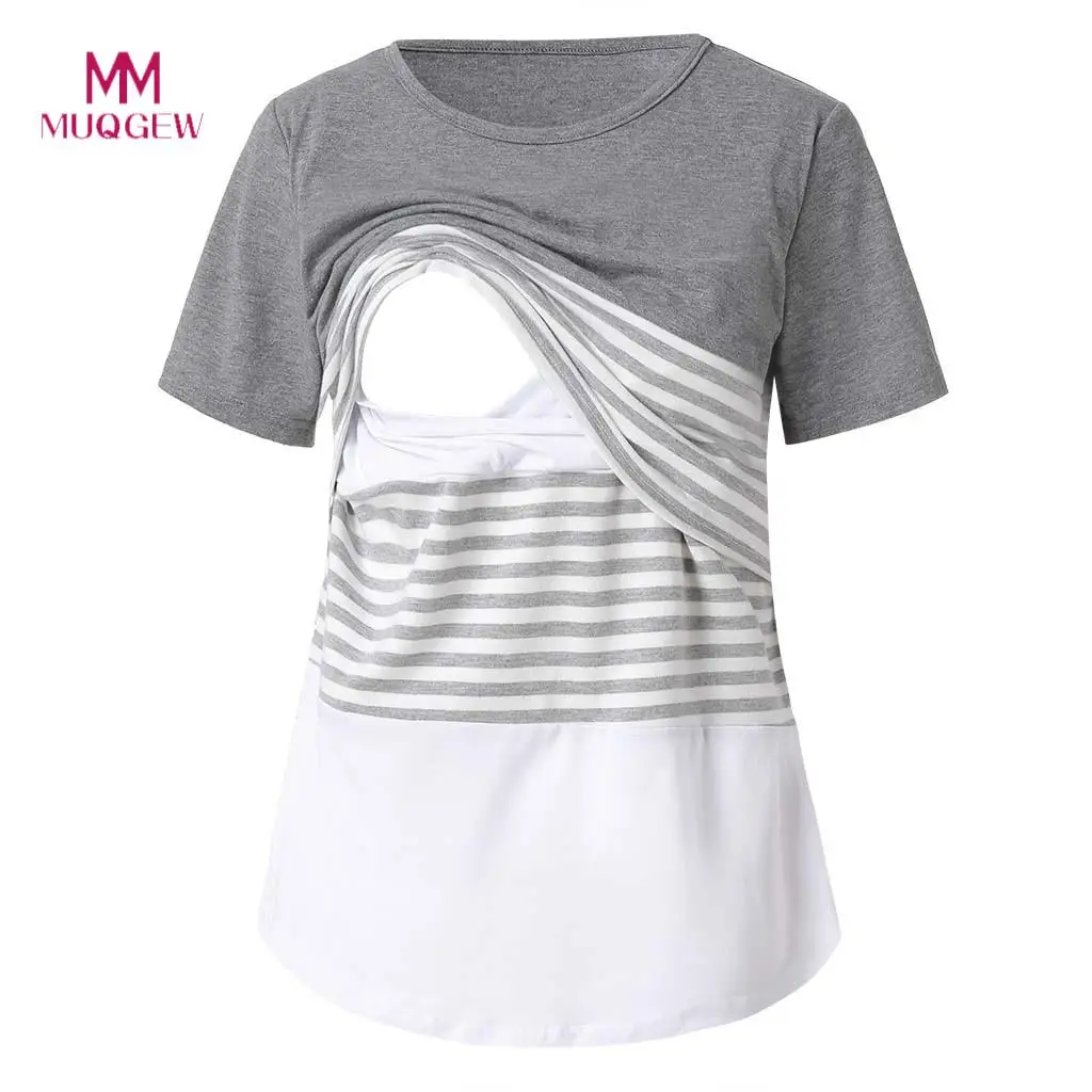 Maternity Clothes Top Women Maternity Nursing Stripe Round O-neck Cotton Neck Short Sleeve Blouse Shirt Lactation
Maternity Clothes Top Women Maternity Nursing Stripe Round O-neck Cotton Neck Short Sleeve Blouse Shirt Lactation