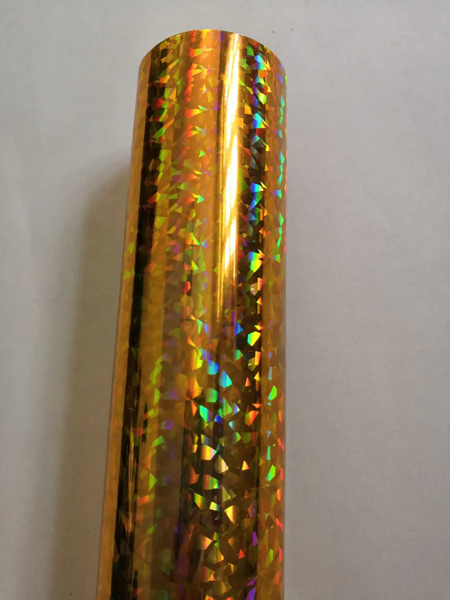 

Holographic foil gold color broken glass pattern A04 hot press on paper label bag or plastic 16cm x 120m stamping foil