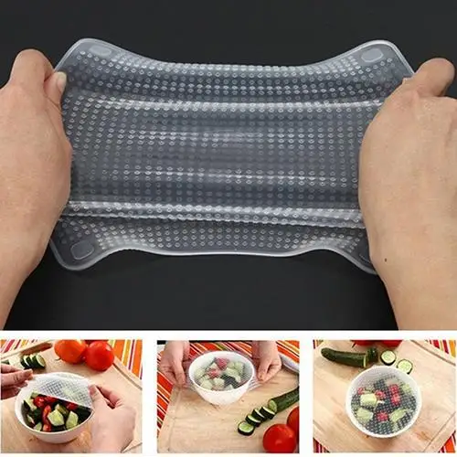 Silicone Food Fresh Keeping Stretch Wrap Seal Film Home Kitchen Tool Clear Square Reusable Cover | Дом и сад