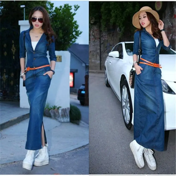 Denim Dress 2017 Women Spring Autumn Maxi Long Jeans Dress Ladies Office Elegant Front Zipper Dresses Female Plus Size 041801
Denim Dress 2017 Women Spring Autumn Maxi Long Jeans Dress Ladies Office Elegant Front Zipper Dresses Female Plus Size 041801