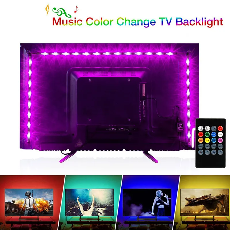 Music Led Strip Lights 1set 2M USB Sound Control TV Backlight 30leds/M 6.56ft with Remote 5050SMD Color Change Bias Lighting 1M
Music Led Strip Lights 1set 2M USB Sound Control TV Backlight 30leds/M 6.56ft with Remote 5050SMD Color Change Bias Lighting 1M