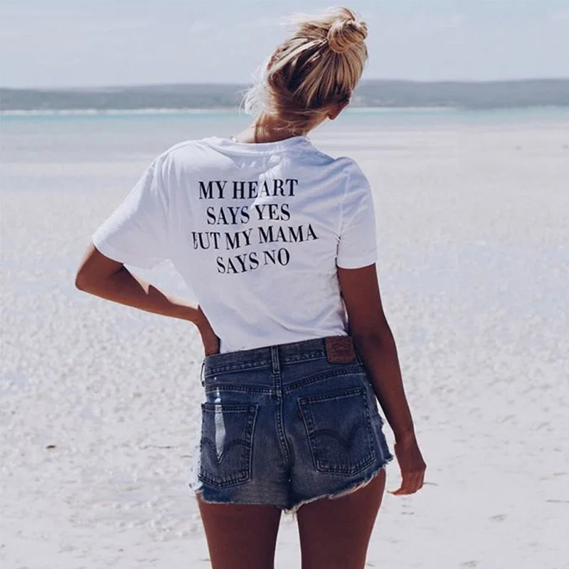 GAAJ My Heart Says Yes My Mom Says No T Shirt Women O Neck Lovers Woman T-Shirt Fashion Shirts T Shirt Tshirt 2019 2O2CT#
GAAJ My Heart Says Yes My Mom Says No T Shirt Women O Neck Lovers Woman T-Shirt Fashion Shirts T Shirt Tshirt 2019 2O2CT#