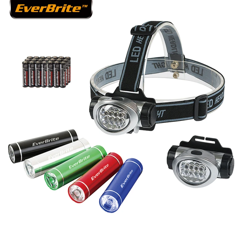 

EVERBRITE 2PC LED Headlamp with Spare lamp + 5PC LED Flashlight Candy Colors Mini LED Torch 7PACK