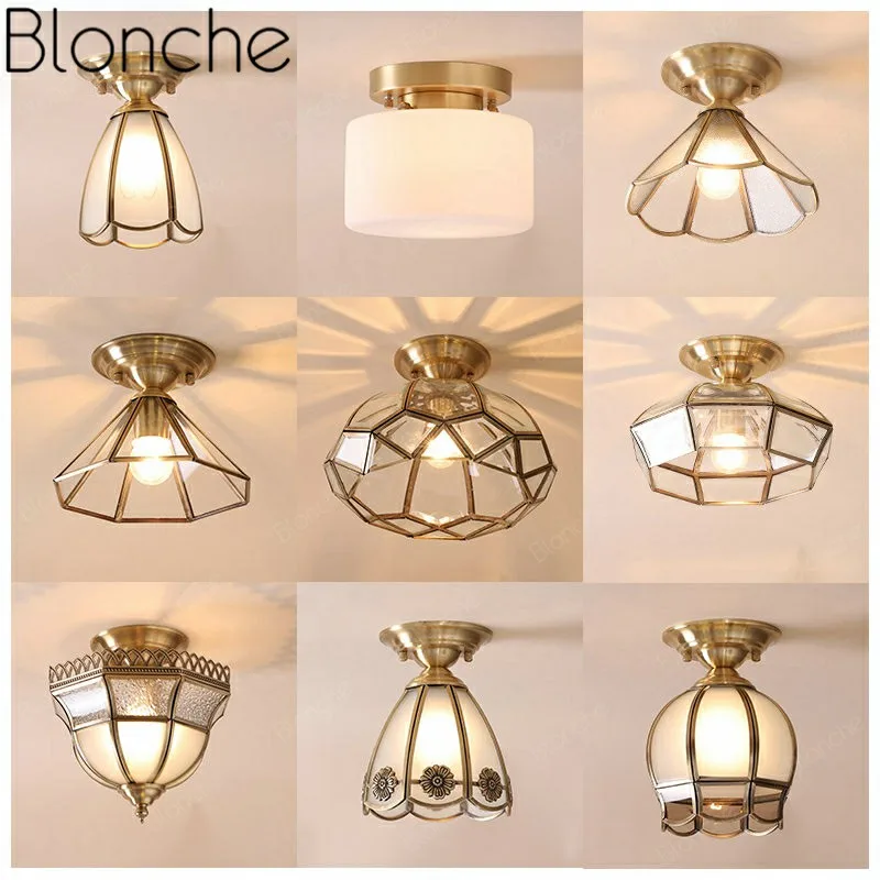 Blonche Europe Pure Copper Ceiling Lamp Led Glass Ceiling Lights for Living Room Bedroom Corridor Fixture Home Decor Lighting
Blonche Europe Pure Copper Ceiling Lamp Led Glass Ceiling Lights for Living Room Bedroom Corridor Fixture Home Decor Lighting