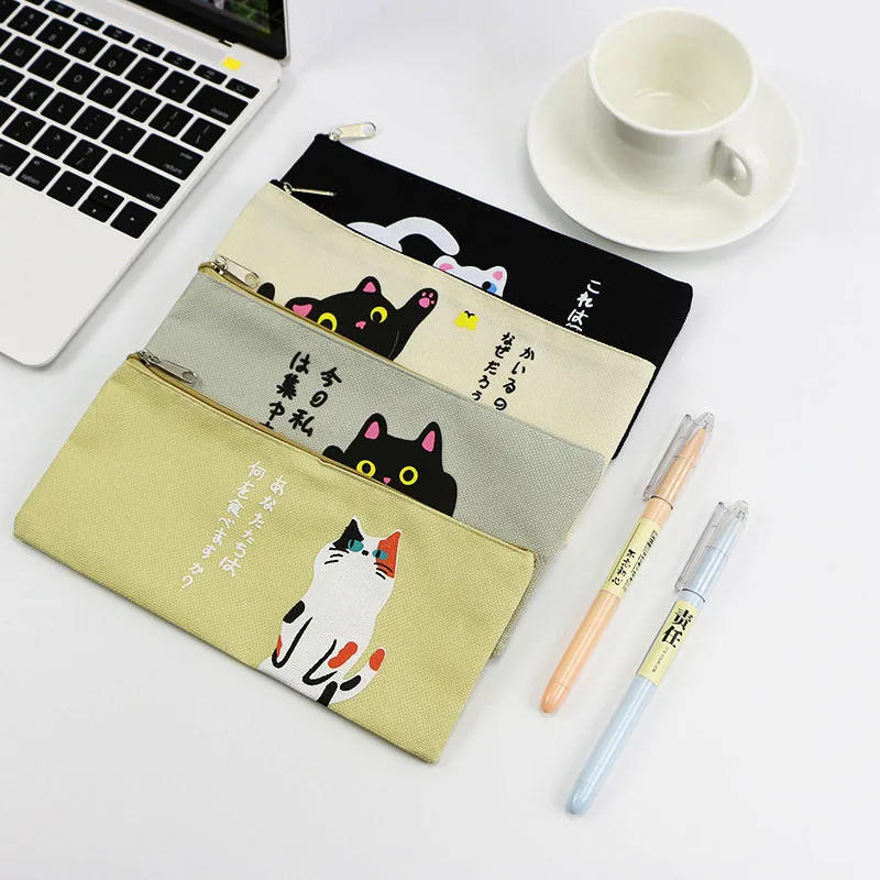 High Quality Cute Cartoon Cat Canvas Zipper Pencil Cases Durable Fabric Stationery Storage Bag Pouch School Supply For Kids
High Quality Cute Cartoon Cat Canvas Zipper Pencil Cases Durable Fabric Stationery Storage Bag Pouch School Supply For Kids