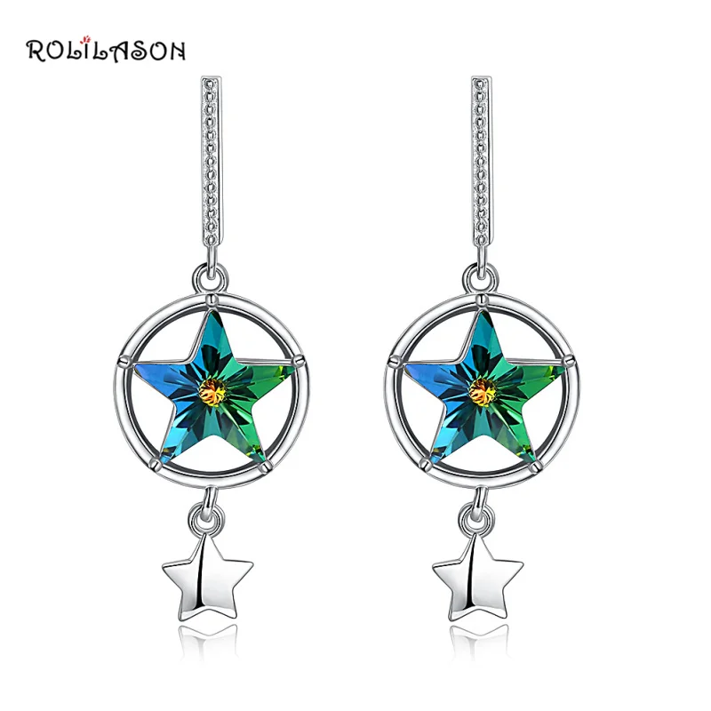 ROLILASON pure 925 Sterling Silver Valentine's Day Gift Star Rainbow color Zircon drop Earrings Fashion Jewelry SE30
ROLILASON pure 925 Sterling Silver Valentine's Day Gift Star Rainbow color Zircon drop Earrings Fashion Jewelry SE30