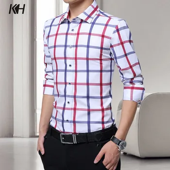 KH High Quality Men's Shirts Spring New Fashion Casual Plaid Shirts Mens Slim Fit Long-sleeved Business Shirt Plus size M~5XL
KH High Quality Men's Shirts Spring New Fashion Casual Plaid Shirts Mens Slim Fit Long-sleeved Business Shirt Plus size M~5XL