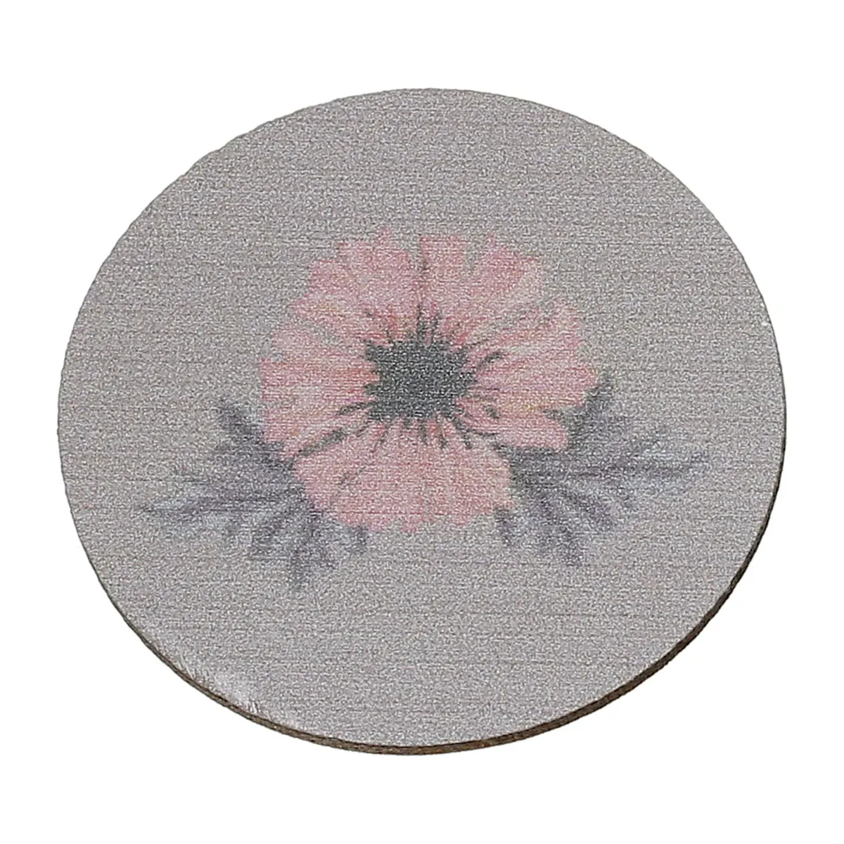 DoreenBeads Wood Cabochons Scrapbooking Embellishments Findings Oval Gray Flower Pattern 32mm(1 2/8")x 30mm(1 1/8") 4 PCs |
