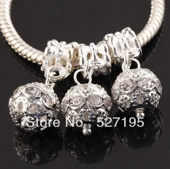 Free Shipping Crystal Rhinestone Silver Plated Big Hole Dangle Beads , Fit Chain & Bracelet & Pendant Metal Balls
Free Shipping Crystal Rhinestone Silver Plated Big Hole Dangle Beads , Fit Chain & Bracelet & Pendant Metal Balls