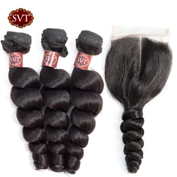 SVT Malaysian Hair Bundles With Lace Closure Non-Remy Hair Loose Wave Bundles With Closure Human Hair Weave Free Shipping
SVT Malaysian Hair Bundles With Lace Closure Non-Remy Hair Loose Wave Bundles With Closure Human Hair Weave Free Shipping