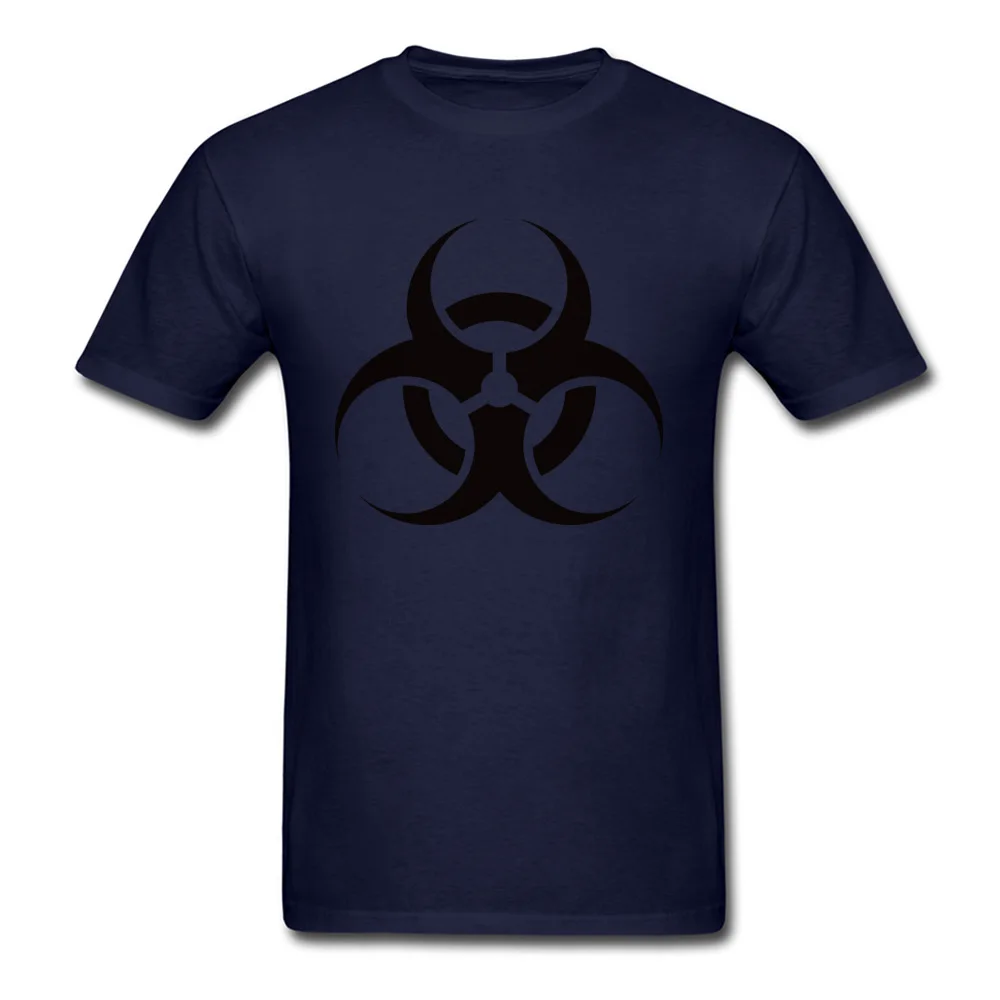 Crazy Round Neck T-Shirt Summer/Autumn T Shirt Short Sleeve Hip Hop 100% Cotton Camisa Tee Shirt Printed On Men Bio hazardous danger warning in Black navy
