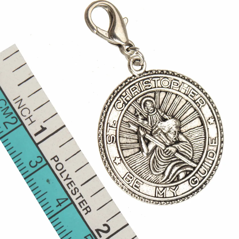 DIY Religious Charms Bracelets Suspension With Clasp St Christopher Be My Guide Silve Metal Key chains Jewelry Accessories 10pcs
DIY Religious Charms Bracelets Suspension With Clasp St Christopher Be My Guide Silve Metal Key chains Jewelry Accessories 10pcs